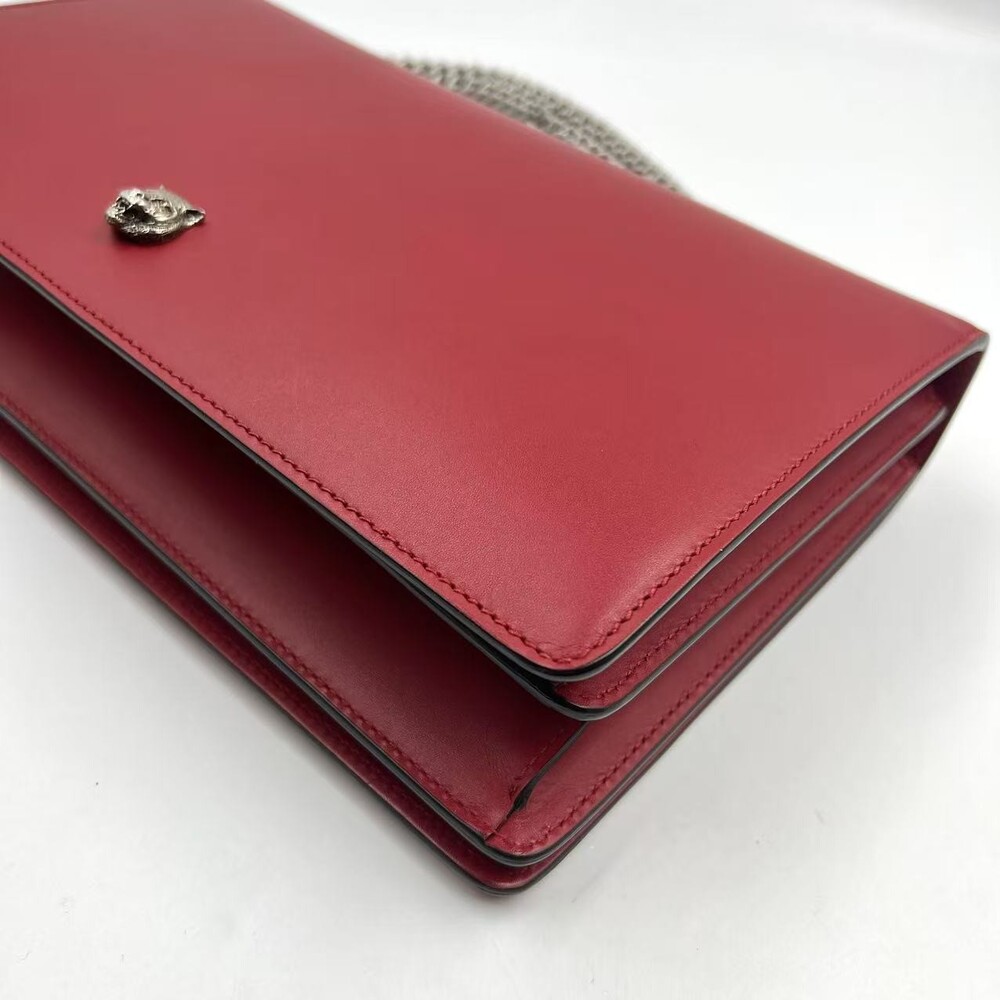 Hj Gucci Red Xl Leather Wallet On Chain #236158G12B - Picture 9 of 11